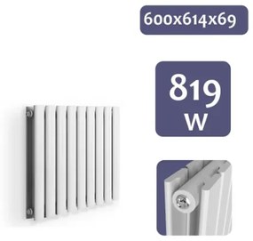 Radiator orizontal Aquamarin, 819 W, 600x614x69 mm