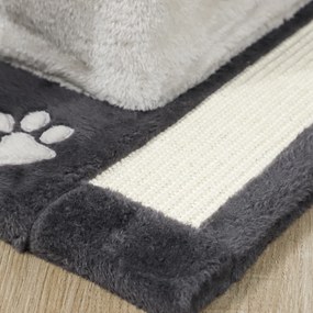 PawHut Ansamblu de joacă pentru pisici cu căsuță, Culcuș, Stâlpi și Covor, 85cm, Gri | Aosom Romania