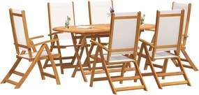 vidaXL Set mobilier de grădină, 7 piese, lemn masiv acacia/textilenă