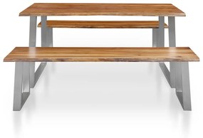 277788 vidaXL Set mobilier de bucătărie, 3 piese, maro, lemn masiv de acacia