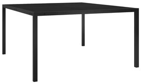 vidaXL Masă de grădină, negru, 130x130x72 cm, oțel și sticlă