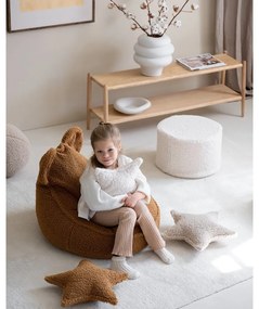 Puf de copii crem cu tapițerie din țesătură bouclé – Wigiwama