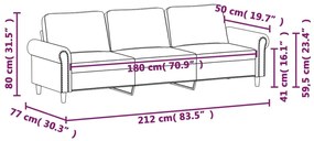 Canapea cu 3 locuri, rosu vin, 180 cm, piele ecologica Bordo, 212 x 77 x 80 cm