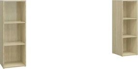 vidaXL Dulapuri TV, 2 buc, stejar sonoma, 107x35x37 cm, lemn prelucrat