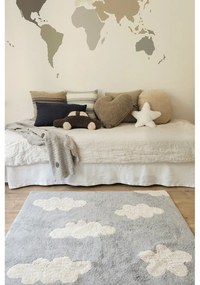 Covor pentru copii gri lavabil/țesut manual din amestec de bumbac 120x160 cm Clouds Grey – Lorena Canals