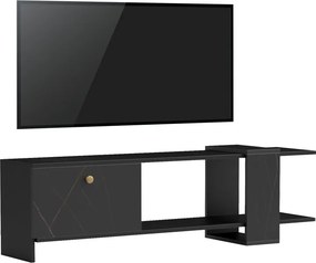 Comoda TV Standira, nuanta negru-marmura neagra, 120 x 25 x 36.8 cm