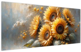 Tablou - Pictură cu floarea-soarelui (120x50 cm)