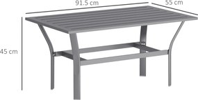 Outsunny Măsuță laterală din metal masă de balcon cu design cu lamele rezistentă la intemperii masă de cafea pentru grădină 91,5 x 55 x 45 cm Gri închis | Aosom Romania
