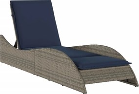 vidaXL Șezlong cu pernă gri 60x205x73 cm, poliratan