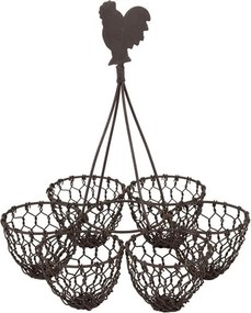 Suport vintage pentru ouă, din metal, finisaj maro antichizat, Campagne, D18 x H20 cm