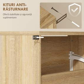 HOMCOM Dulap pentru Încălțăminte Slim cu 4 Uși și Oglindă 63x17x146 cm Culoare Lemn | Aosom Romania
