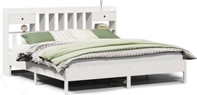 vidaXL Pat cu bibliotecă fără saltea, 180x200 cm, lemn masiv de pin