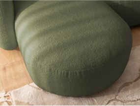 Colțar verde cu tapițerie din țesătură bouclé (cu colț pe partea stângă/cu șezlong) Orbit – Ropez