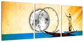 Tablou - Pictură străveche (cu ceas) (90x30 cm)