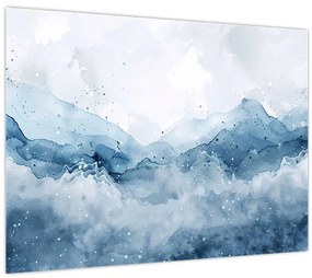 Tablou pe sticlă - Nori și valuri, acuarelă (70x50 cm)
