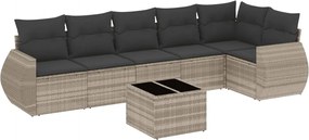 vidaXL Set canapele de grădină cu perne, 7piese gri deschis poliratan