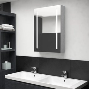 Dulap de baie cu oglinda si LED, gri beton, 50x13x70 cm Gri beton, 50 x 13 x 70 cm