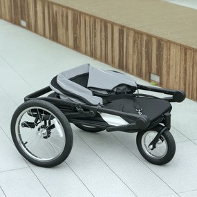 PawHut Cărucior pentru câini 3 roți cu pliere ușoară, buzunar de depozitare, pernă moale, lesă de siguranță, gri | Aosom Romania