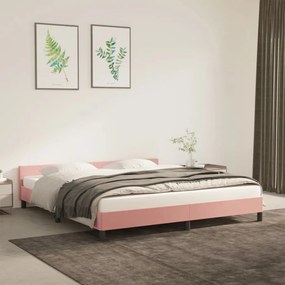 347584 vidaXL Cadru de pat cu tăblie, roz, 160x200 cm, catifea
