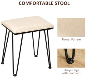 HOMCOM Masa de toaleta cu Oglinda Stil Industrial Lumini tip LED si Taburet Culoare Nuc