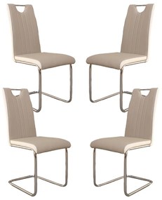 Set 4 scaune dining Lyan, piele ecologica, gri/ivory