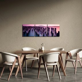 Tablou cu pari din lemn (cu ceas) (90x30 cm)