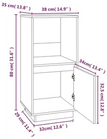 Servanta, negru, 38x35x80 cm, lemn masiv de pin 1, Negru