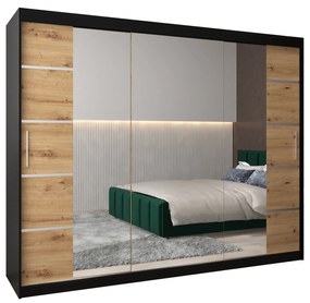 Dulap de haine 250 cm Verika 4 250 (negru + stejar artisan). 1064322