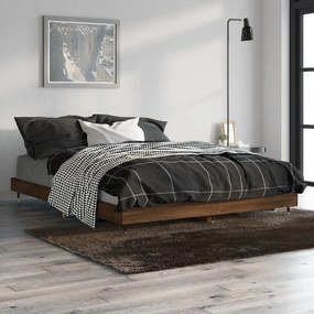 832188 vidaXL Cadru de pat, stejar maro, 135x190 cm, lemn prelucrat