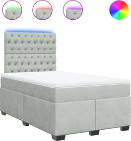 vidaXL Pat box spring cu saltea, gri deschis, 120x190 cm, catifea