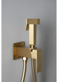 Sapho - Baterie pentru bideu CUBEMIX, cu duș, pentru montaj încastrat, auriu mat