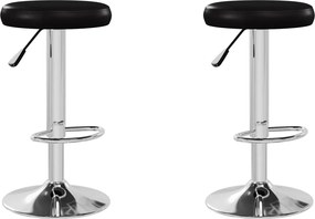 vidaXL Scaune de bar, 2 buc., negru, piele ecologică