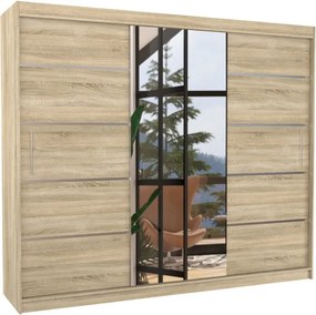 Dulap cu usi glisante si oglinda 250x215 cm, Salto, ADRK Furniture (Culoare: Sonoma)