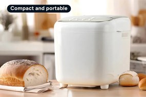 La mâna a doua: Masina de facut paine Crown CBM-6511, 600W, 1L, 19 programe, Timer, Afisaj LCD, Memorie, Alb