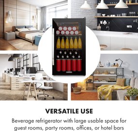 Klarstein Beersafe XXL Onyx, frigider, E, LED, 3 grătare metalice, ușă din sticlă, onyx