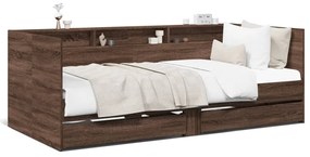 3280866 vidaXL Cadru de pat cu sertare, stejar maro, 75x190 cm, lemn prelucrat