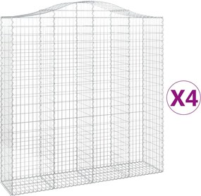 vidaXL Coșuri gabion arcuite, 4 buc 200x50x200/220 cm, fier galvanizat