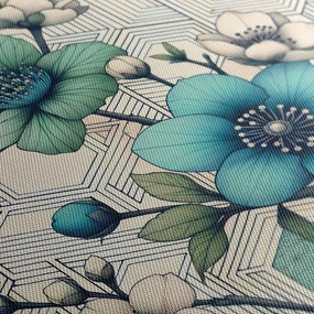 Tablou mozaic floral în tonuri de turcoaz
