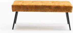 Bancheta tapitata design modern Boutique 100cm, galben mustar