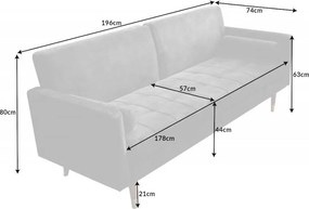 Canapea extensibila Couture 195cm, gri