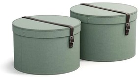 Cutii de depozitare verde-mentă 2 buc. din carton cu capac ø 37,5x25,5 cm Rut – Bigso Box of Sweden
