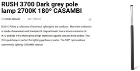 Stalp LED iluminat exterior simetric 180º IP65 RUSH 370cm 2700K CASAMBI