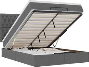 vidaXL Cadru pat otoman cu saltea țesătură gri închis 140x190cm