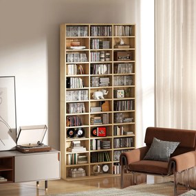 HOMCOM Depozite pentru CD-uri și DVD-uri, bibliotecă de depozitare 1116 CD-uri/528 DVD-uri, 36 compartimente și rafturi reglabile, chenar | Aosom Romania
