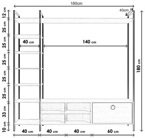 Comoda TV Mat Sİyah Demirli Tv ünitesi L515