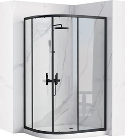 Cabina dus REA Look Black 80x100 + Cada de duș Look White