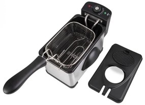 Friteuza Oliver Voltz OV51980H, 2000W, 2 L, Cos detasabil, Termostat 115-190°C, Inox/Negru