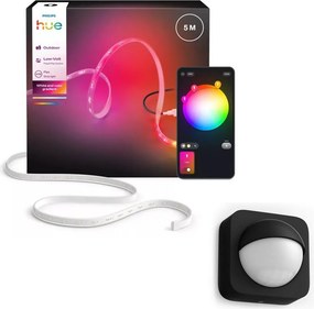 Philips - Bandă LED RGBW dimerizabilă pentru exterior Hue FLUX 5m LED/30W/230V + senzor de mișcare