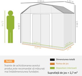 Outsunny Sopron de Depozitare in Aer Liber de 8' x 4' | Aosom Romania