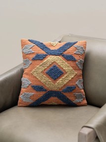Pernă Kilim abastru portocaliu 40x40 cm